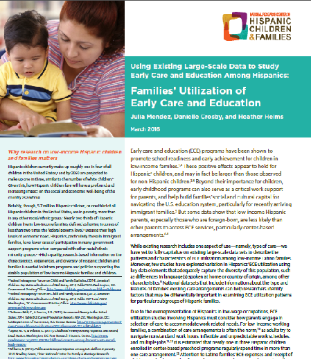 Using Existing Large-Scale Data to Study Early Care and Education Among ...