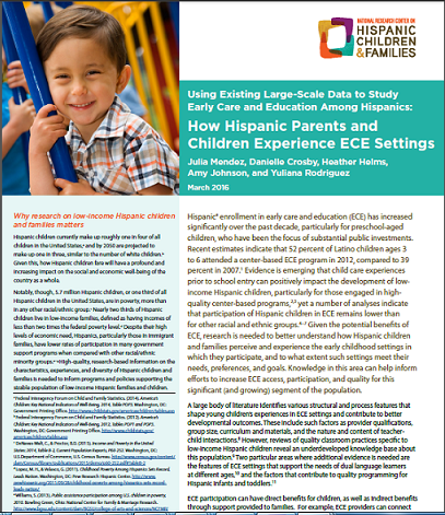 Using Existing Large-Scale Data to Study Early Care and Education Among ...