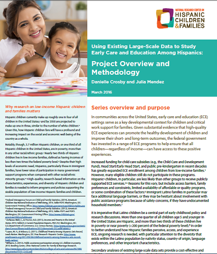 Using Existing Large-Scale Data to Study Early Care and Education among ...