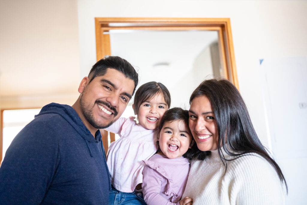 Portrait of a family at home