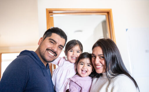 Portrait of a family at home